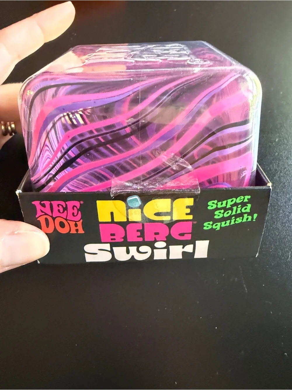 New Nee Doh Nice Berg Swirl Jumbo Cube Black Pink Purple Super Solid Squishy Toy